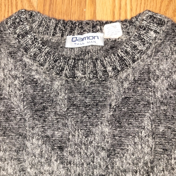 Vintage Damon Pure Wool Tan Striped Long Sleeve Sweater Tall Man Size Large LT - Picture 4 of 9